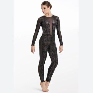 Dance Costume - Weissman Velvet Mesh Metallic Unitard